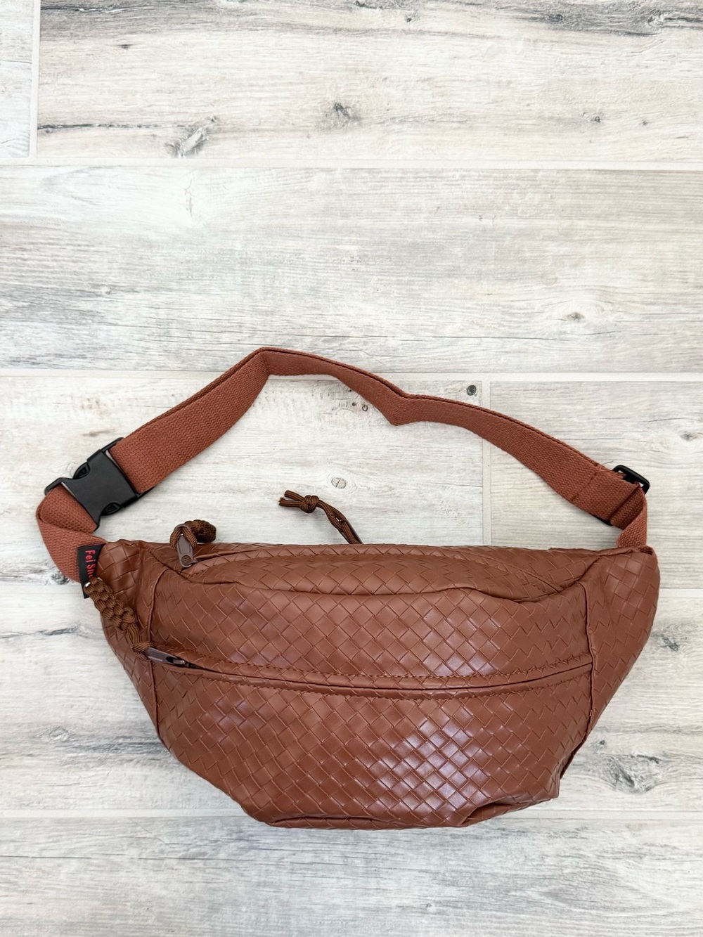 Woven Large Brown Unisex Fanny Pack Waist Crossbody Sling Bag